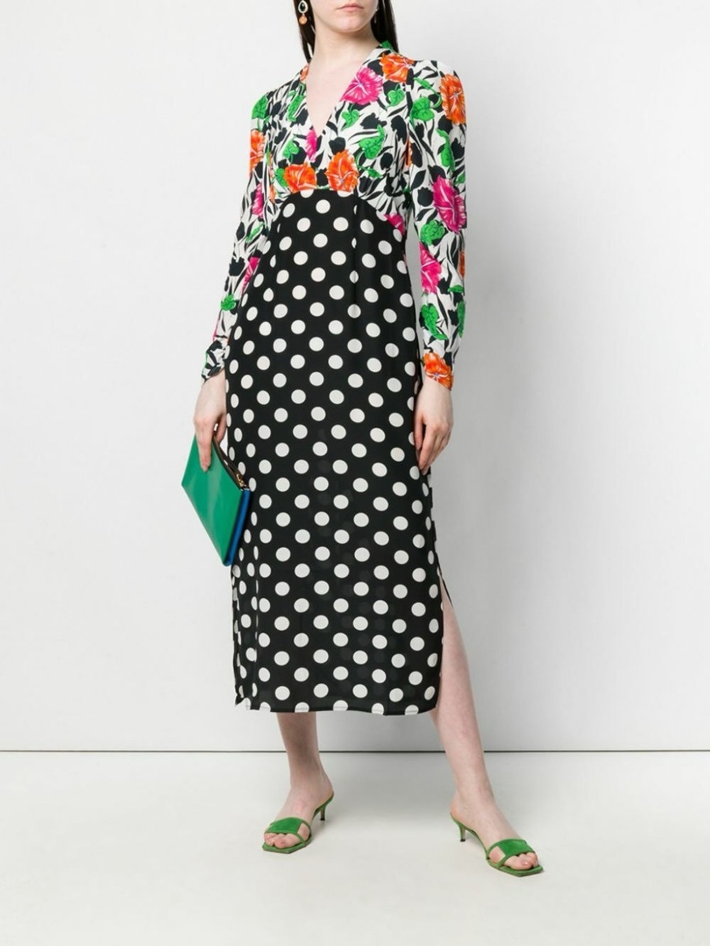 Rixo. Floral & Polka Dot Silk Gretal Dress. Size medium.